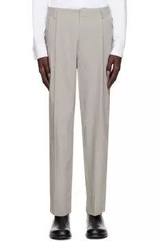 Брюки плиссе Dries Van Noten, серый