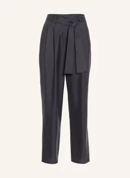 Брюки плиссе из шерсти-шелка каролин. Helene Galwas, серый