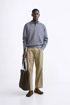 Брюки плиссированные технические ZARA, бежевый