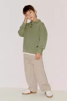 Брюки плотника с карманами ZARA, бежевый