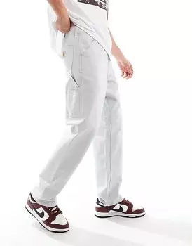 Брюки плотника с одним коленом серого цвета Carhartt WIP