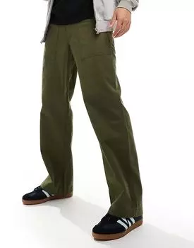 Брюки плотника широкого кроя цвета хаки Jack & Jones
