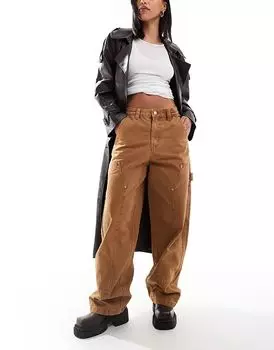 Брюки плотника в песке Bershka