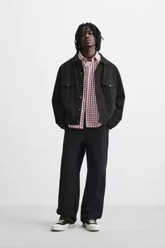 Брюки плотника вымытые ZARA, черный