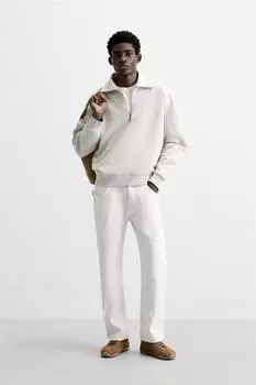 Брюки плотника ZARA, белый