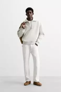 Брюки плотника ZARA, белый