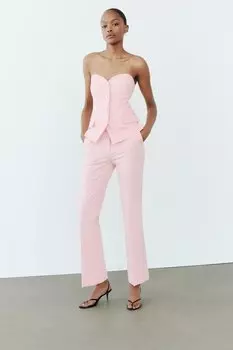 Брюки полной длины ZARA, розовый