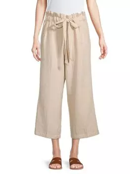 Брюки полосатые Heroes &amp; Dreamers Paperbag с поясом, бежевый