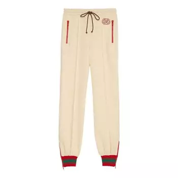 Брюки polyester blend jogging pants 'ivory' Gucci, бежевый
