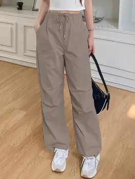 Брюки, пояс на кулиске и диагональные карманы Dazy, коричневый