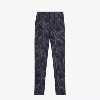 Брюки Postot узкого кроя с графичным принтом из смесового хлопка и льна Ted Baker, темно-синий
