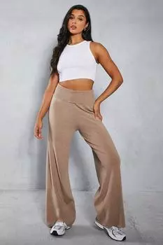 Брюки премиум-класса из мягкой вязки с загнутой талией MISSPAP, бежевый