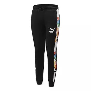 Брюки printing drawstring casual long pants black Puma, черный