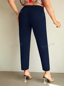 Брюки Priv Plus с разрезом по низу Shein, темно-синий