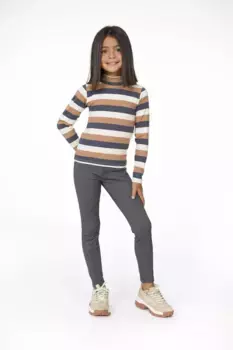 Брюки прямого кроя для девочки на эластичной ткани Charanga, серый