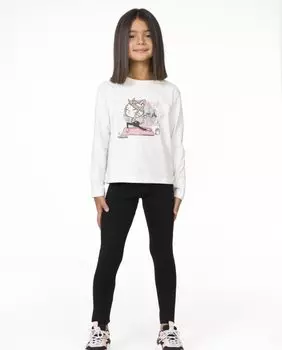 Брюки прямого кроя для девочки на эластичной ткани Charanga, черный