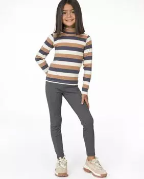 Брюки прямого кроя для девочки на эластичной ткани Charanga, серый