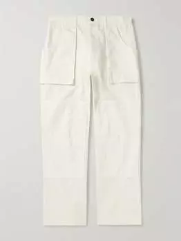 Брюки прямого кроя Garden с двойным коленом из органического хлопка и саржи Miles Leon, белый