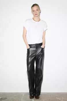 Брюки прямого кроя из 100% кожи ZARA, цвет Dark anthracite