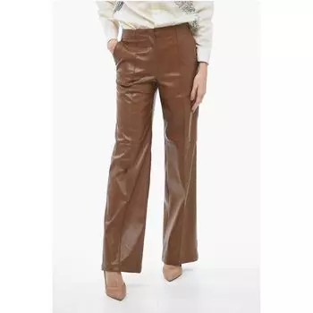 Брюки прямого кроя из эко-кожи Msgm, Brown