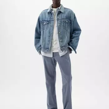 Брюки прямого кроя из эластичного хлопка Gap, синий