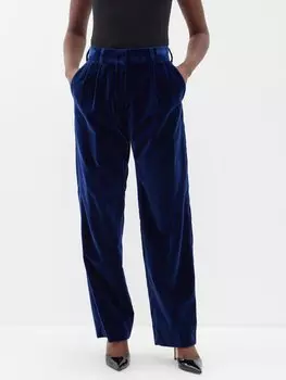 Брюки прямого кроя из хлопкового бархата x cabana fox Blaz Milano, синий