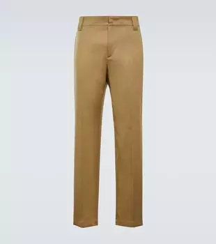 Брюки прямого кроя из хлопкового габардина Valentino, бежевый