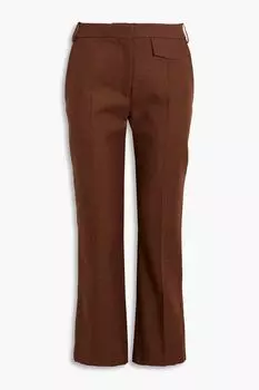 Брюки прямого кроя из меланжевой шерсти и твила VICTORIA BECKHAM, коричневый