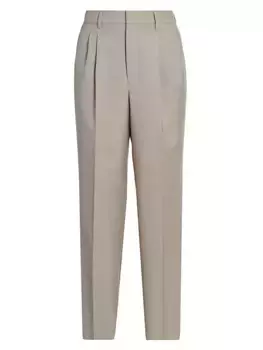 Брюки прямого кроя из натуральной шерсти Ami Paris, серо-коричневый