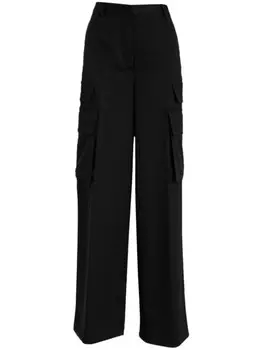 Брюки прямого кроя из натуральной шерсти Versace, черный