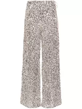 Брюки прямого кроя из сетки с пайетками ROTATE BIRGER CHRISTENSEN, бежевый