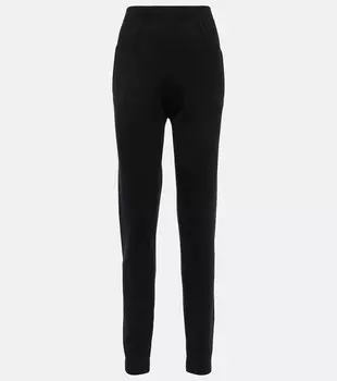 Брюки прямого кроя из шерсти с высокой посадкой SAINT LAURENT, черный