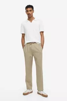 Брюки прямого кроя из смесового льна H&M