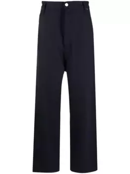 Брюки прямого кроя из вирджинской шерсти AMI Paris, синий