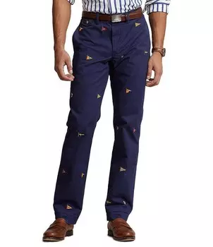 Брюки прямого кроя Polo Ralph Lauren с вышивкой, синий