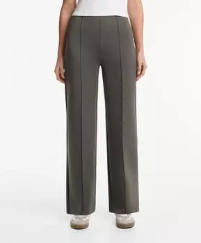 Брюки прямого кроя с эффектом неопрена Oysho, цвет Dark Grey-Green