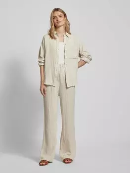 Брюки прямого кроя с эффектом жатости «GAUZA» Mango, бежевый