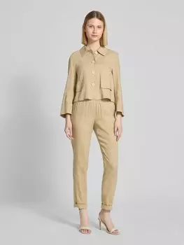 Брюки прямого кроя с эластичным поясом Marc Cain, песочный