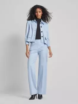 Брюки прямого кроя с аппликацией в виде этикетки Marc Cain, светло-голубой