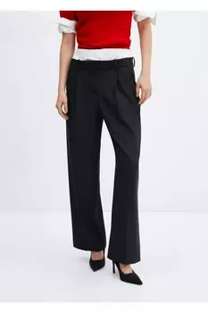 Брюки прямого кроя с двойной талией Mango, серый