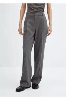 Брюки прямого кроя с мраморной отделкой Mango, серый