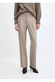 Брюки прямого кроя с мраморной отделкой Mango, бежевый