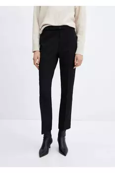 Брюки прямого кроя с поясом Mango, черный