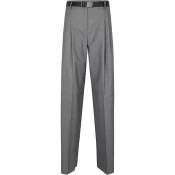 Брюки прямого кроя с поясом от Max Mara Studio Juanita MaxMara Studio, серый