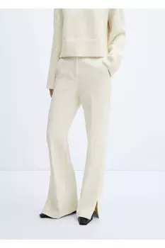 Брюки прямого кроя с разрезом Mango, экрю
