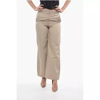 Брюки прямого кроя с высокой талией Palm Angels, Beige