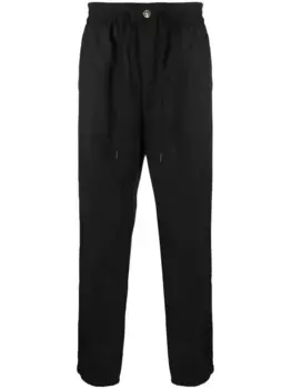 Брюки прямого кроя с завязкой и логотипом Versace Jeans Couture, черный