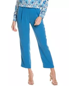 Брюки прямого кроя со складками Elie Tahari, синий