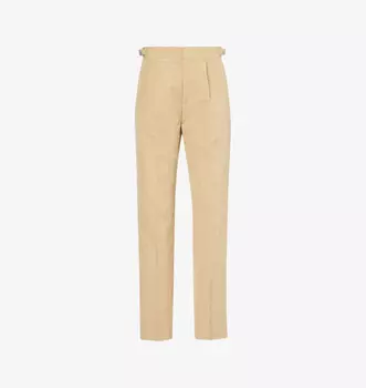 Брюки прямого кроя со складками из льняной смеси Orlebar Brown, цвет biscuit