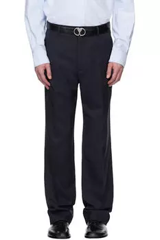 Брюки прямого кроя темно-синего цвета AMI Paris